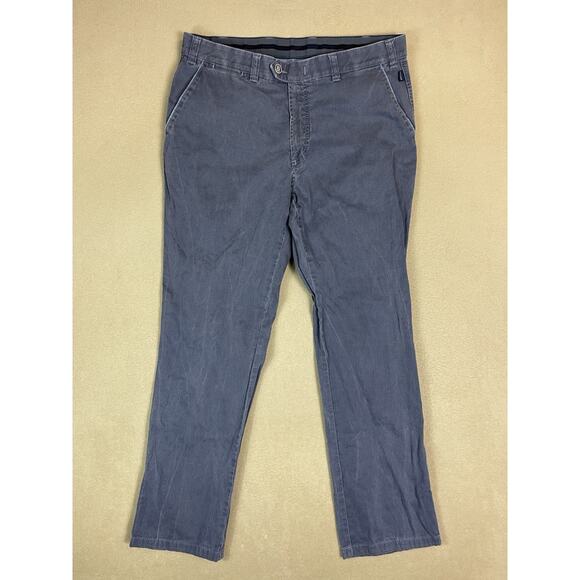 Bruhl Pants Mens 36R Blue Straight Leg Mid Rise Regular Fit Stretch Chino - Picture 1 of 15